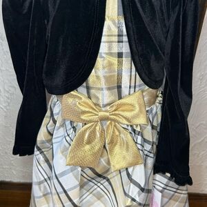 Bonnie Jean Black and Gold Formal Kids Dress